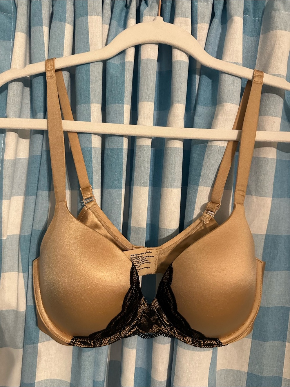 Soma Nude T-Shirt Bra with Black Lace Accents